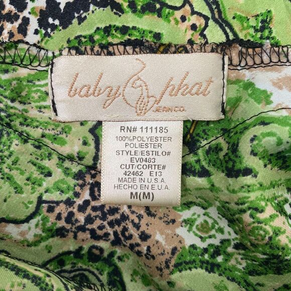 Early 2000's Green Black Satin Lace Trimmed Baby Phat Cami Camisole Top M - Picture 7 of 7